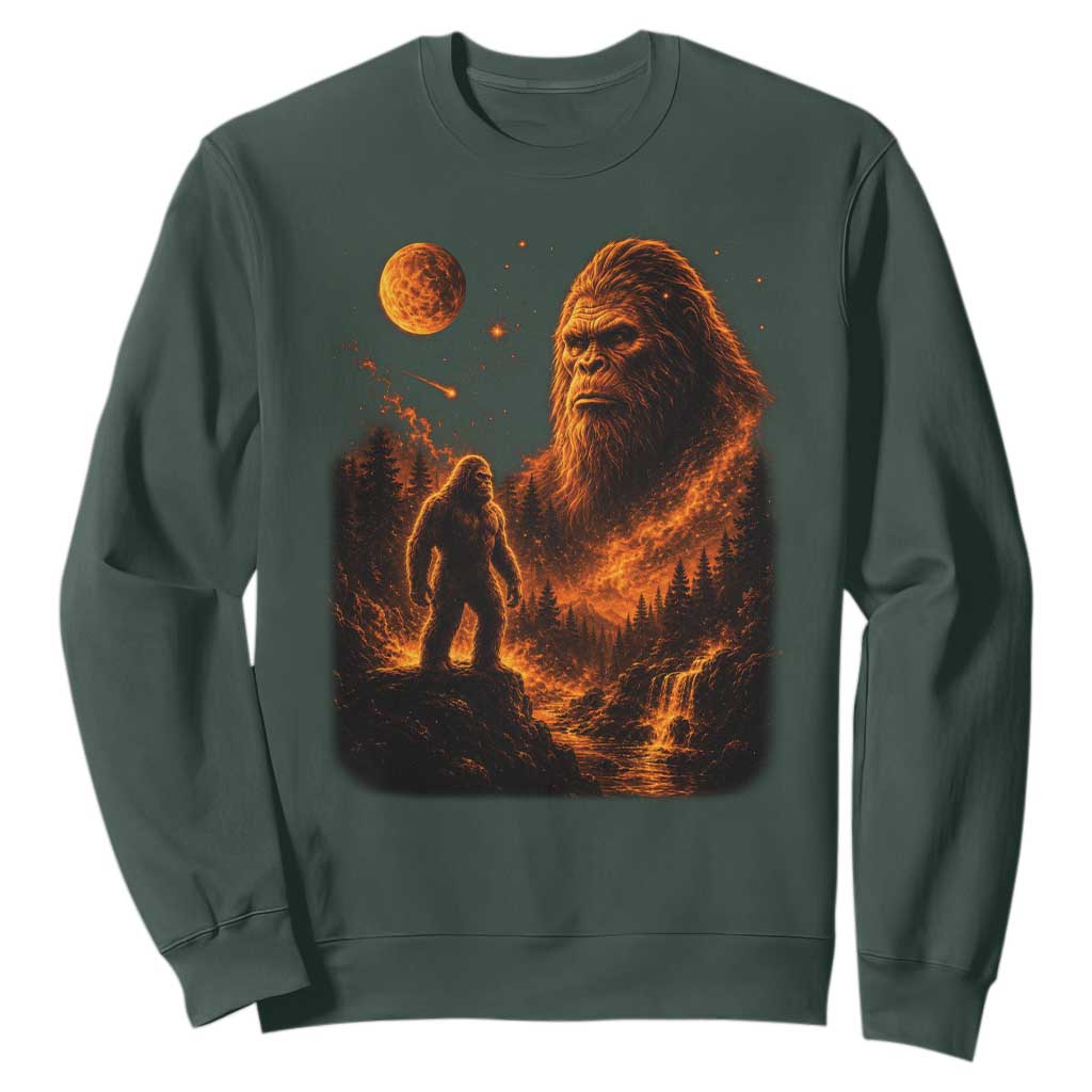 Bigfoot Sasquatch Under The Moon Night Forest Graphic Sweatshirt