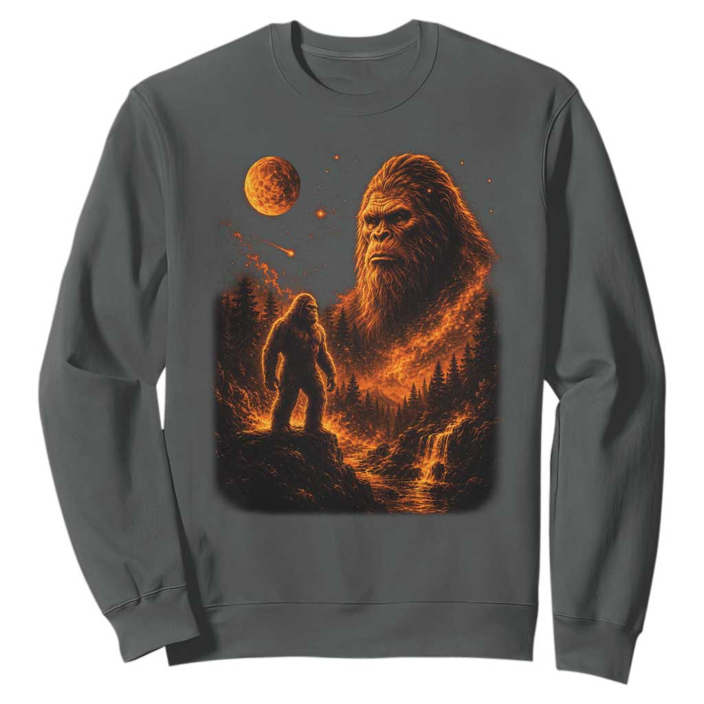 Bigfoot Sasquatch Under The Moon Night Forest Graphic Sweatshirt