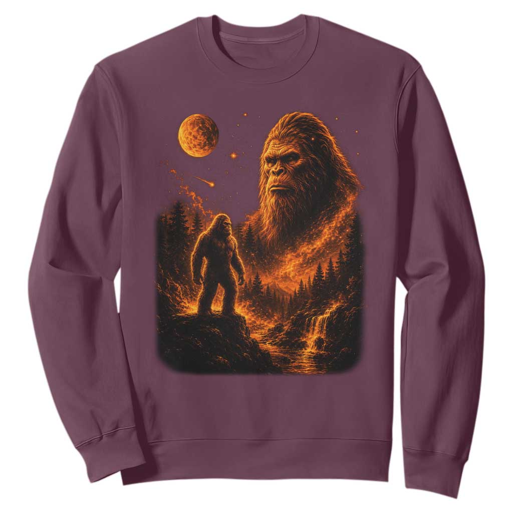 Bigfoot Sasquatch Under The Moon Night Forest Graphic Sweatshirt