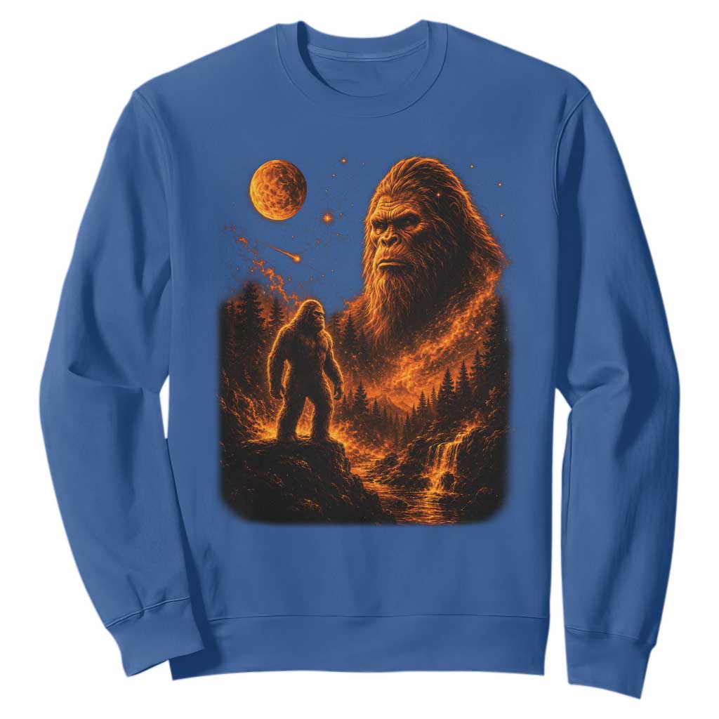 Bigfoot Sasquatch Under The Moon Night Forest Graphic Sweatshirt