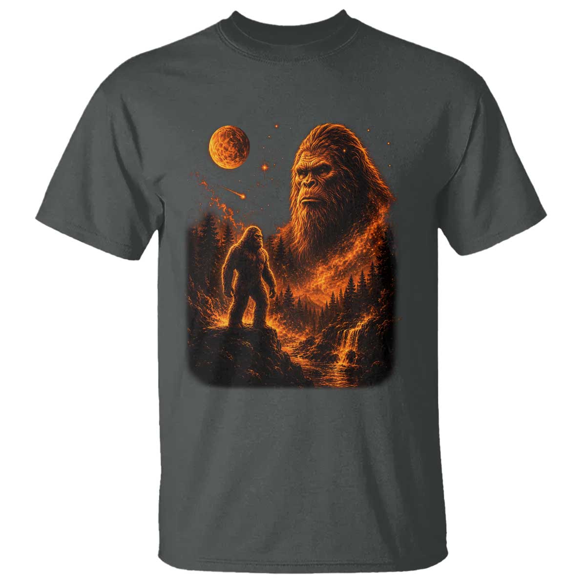 Bigfoot Sasquatch Under The Moon Night Forest Graphic T Shirt