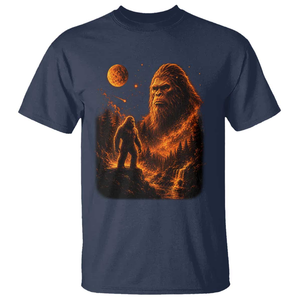 Bigfoot Sasquatch Under The Moon Night Forest Graphic T Shirt