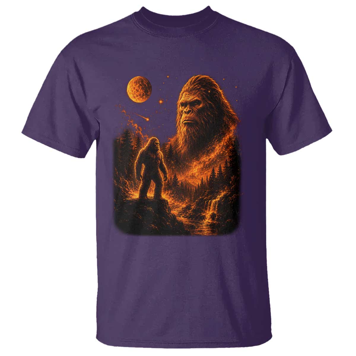 Bigfoot Sasquatch Under The Moon Night Forest Graphic T Shirt