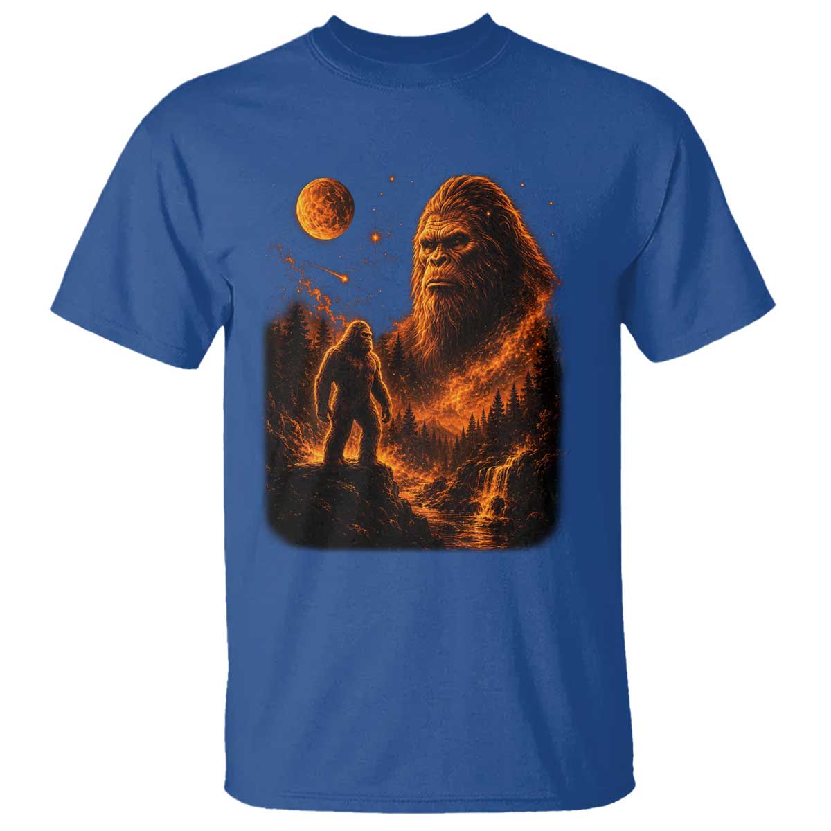 Bigfoot Sasquatch Under The Moon Night Forest Graphic T Shirt