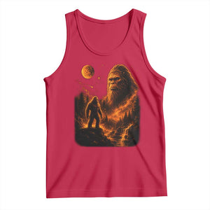 Bigfoot Sasquatch Under The Moon Night Forest Graphic Tank Top