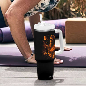 Bigfoot Sasquatch Under The Moon Night Forest Graphic Tumbler With Handle