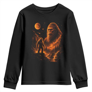 Bigfoot Sasquatch Under The Moon Night Forest Graphic Youth Sweatshirt