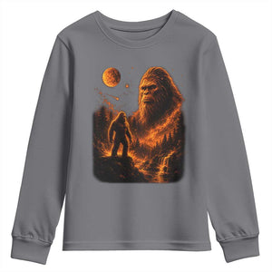 Bigfoot Sasquatch Under The Moon Night Forest Graphic Youth Sweatshirt