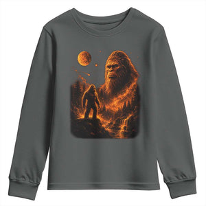 Bigfoot Sasquatch Under The Moon Night Forest Graphic Youth Sweatshirt