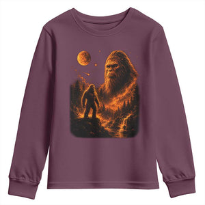 Bigfoot Sasquatch Under The Moon Night Forest Graphic Youth Sweatshirt