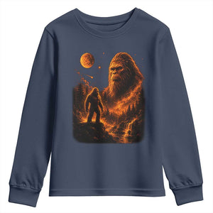 Bigfoot Sasquatch Under The Moon Night Forest Graphic Youth Sweatshirt