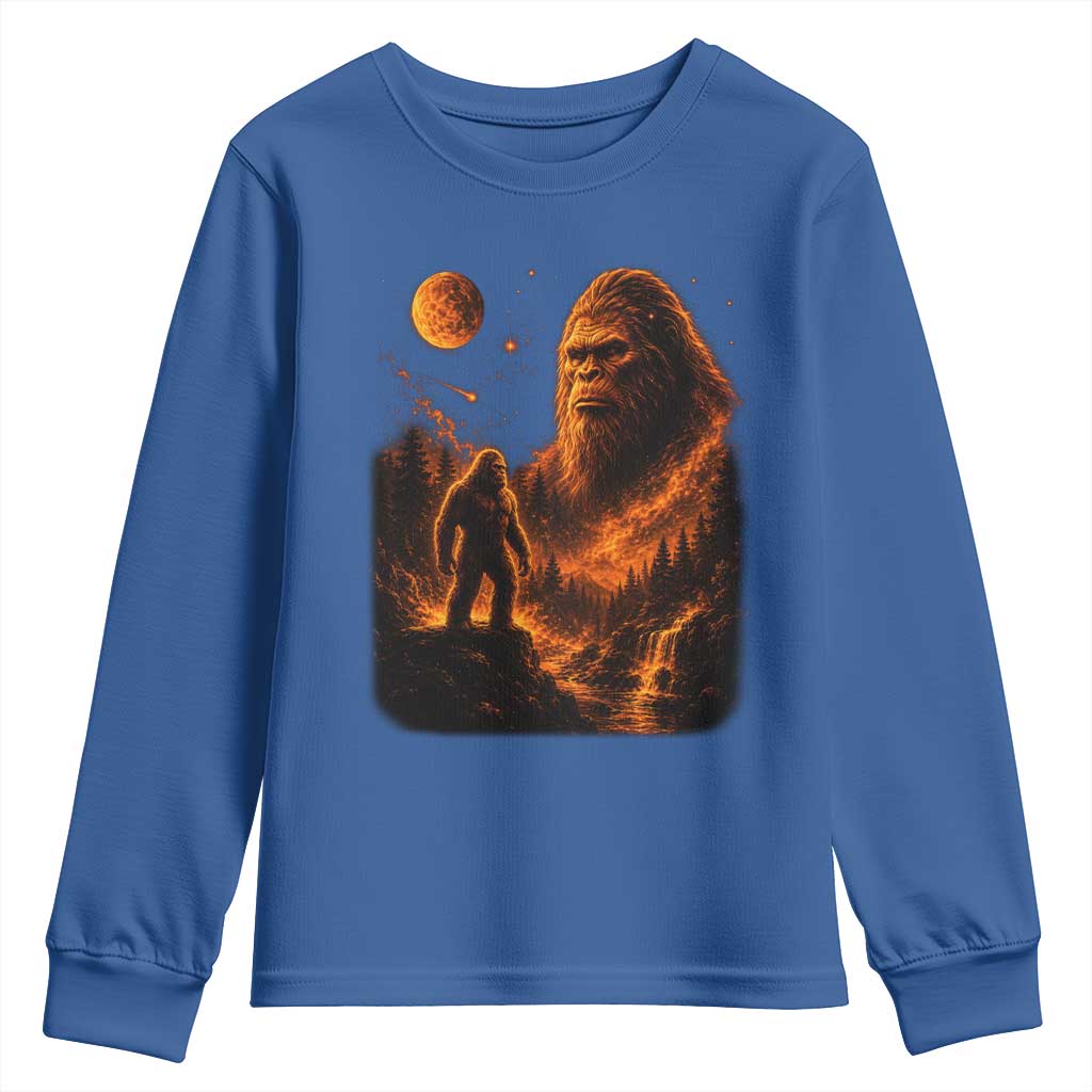 Bigfoot Sasquatch Under The Moon Night Forest Graphic Youth Sweatshirt