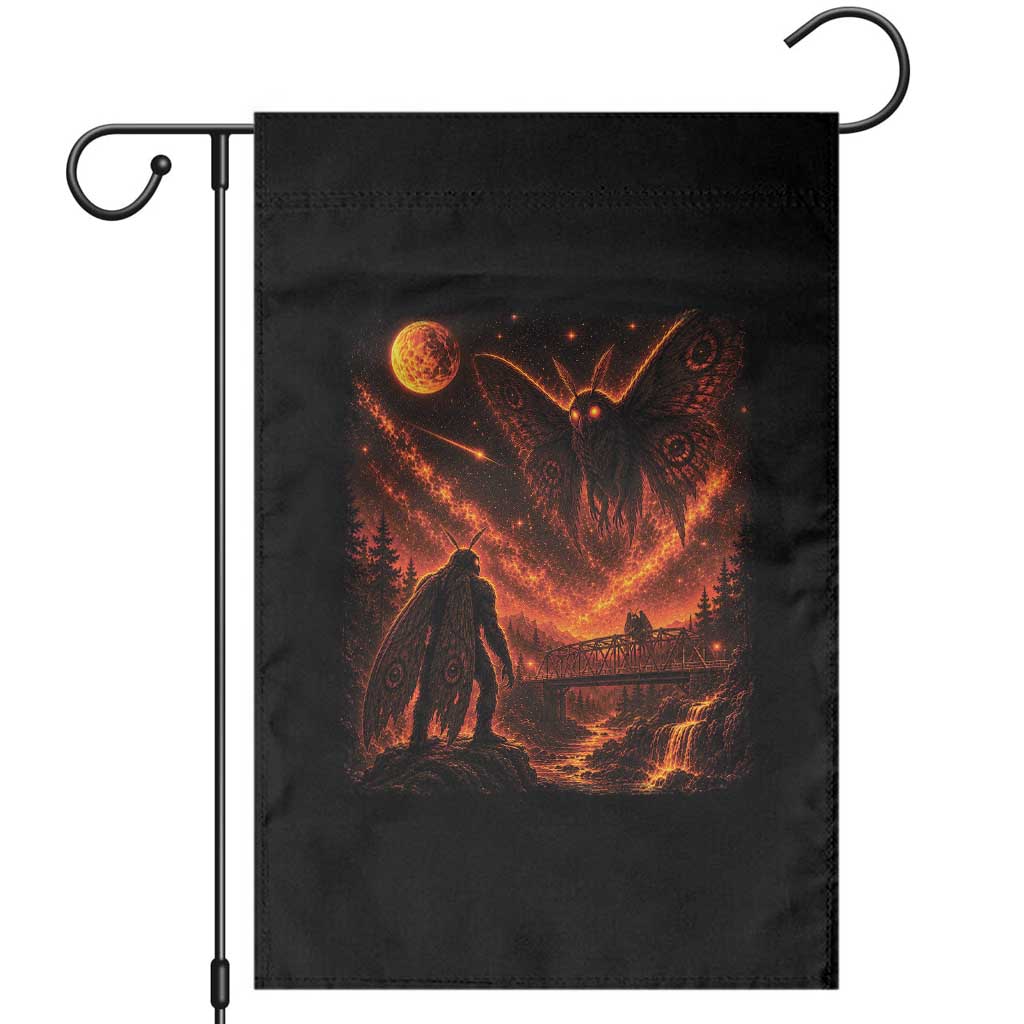 Mothman Cryptid Under The Moon 90s Retro Garden Flag Vintage Silver Bridge Dark Fantasy Graphic