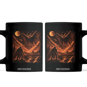 Mothman Cryptid Under The Moon 90s Retro Coffee Mug Vintage Silver Bridge Dark Fantasy Graphic