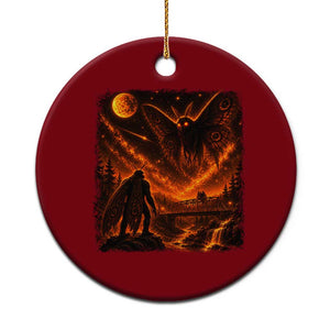 Mothman Cryptid Under The Moon 90s Retro Ceramic Ornament Vintage Silver Bridge Dark Fantasy Graphic
