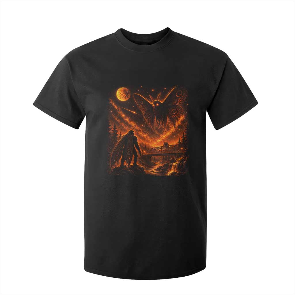 Mothman Cryptid Under The Moon 90s Retro T Shirt For Kid Vintage Silver Bridge Dark Fantasy Graphic