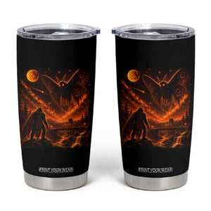 Mothman Cryptid Under The Moon 90s Retro Tumbler Cup Vintage Silver Bridge Dark Fantasy Graphic