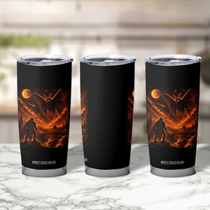 Mothman Cryptid Under The Moon 90s Retro Tumbler Cup Vintage Silver Bridge Dark Fantasy Graphic