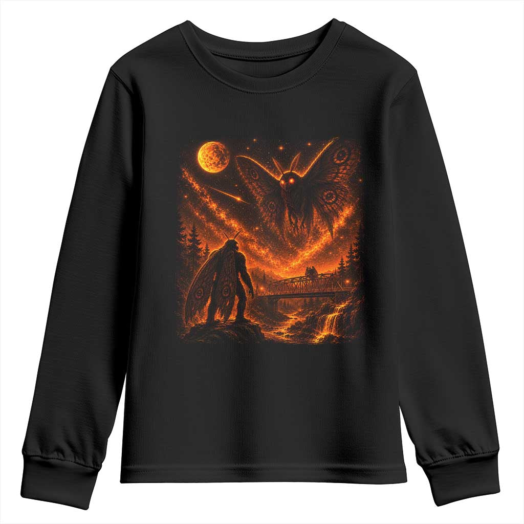Mothman Cryptid Under The Moon 90s Retro Youth Sweatshirt Vintage Silver Bridge Dark Fantasy Graphic