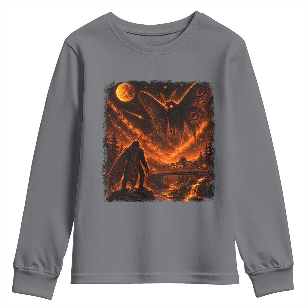 Mothman Cryptid Under The Moon 90s Retro Youth Sweatshirt Vintage Silver Bridge Dark Fantasy Graphic