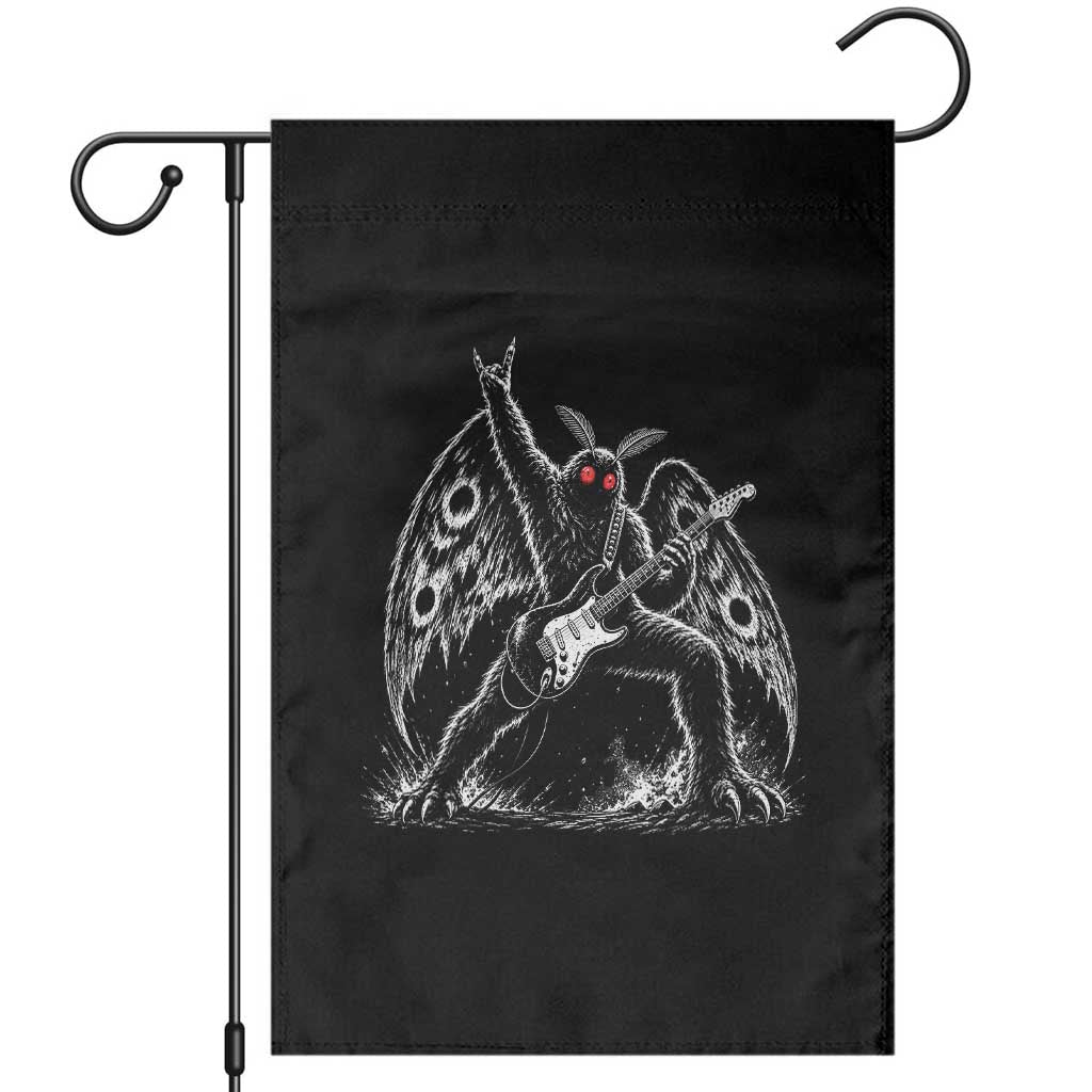 Mothman Rock Guitarist Garden Flag Heavy Metal Cryptid Monochromatic