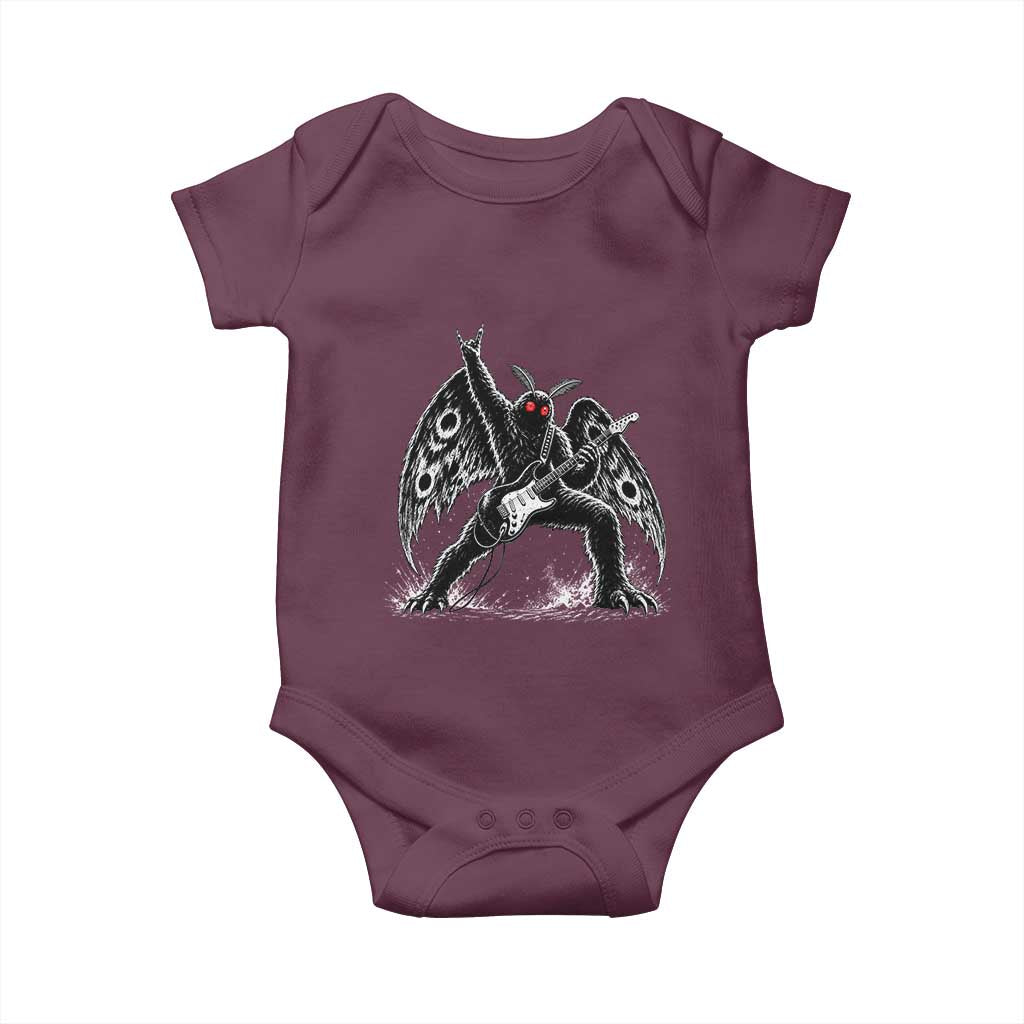 Mothman Rock Guitarist Baby Onesie Heavy Metal Cryptid Monochromatic