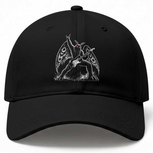 Mothman Rock Guitarist Baseball Cap Heavy Metal Cryptid Monochromatic