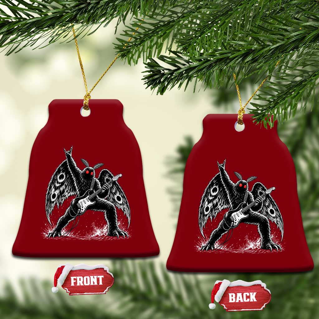 Mothman Rock Guitarist Ceramic Ornament Heavy Metal Cryptid Monochromatic