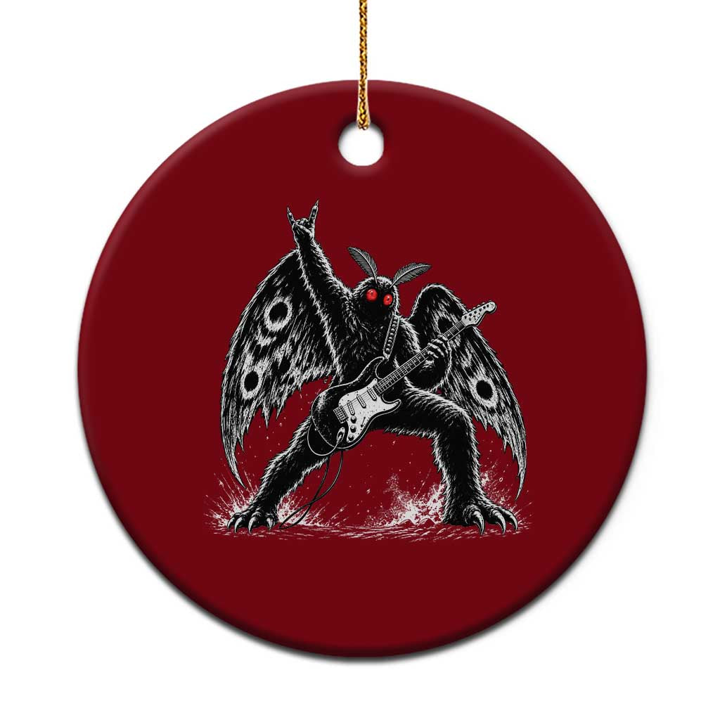 Mothman Rock Guitarist Ceramic Ornament Heavy Metal Cryptid Monochromatic