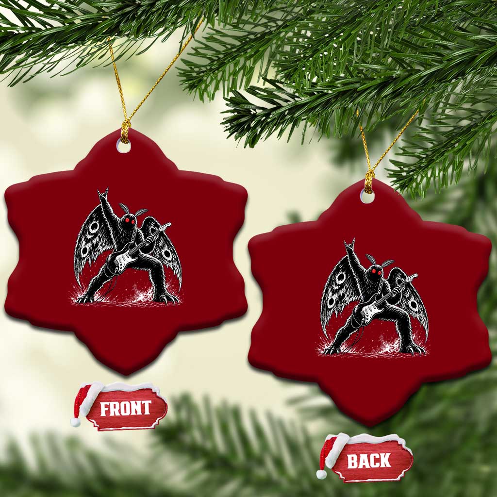 Mothman Rock Guitarist Ceramic Ornament Heavy Metal Cryptid Monochromatic