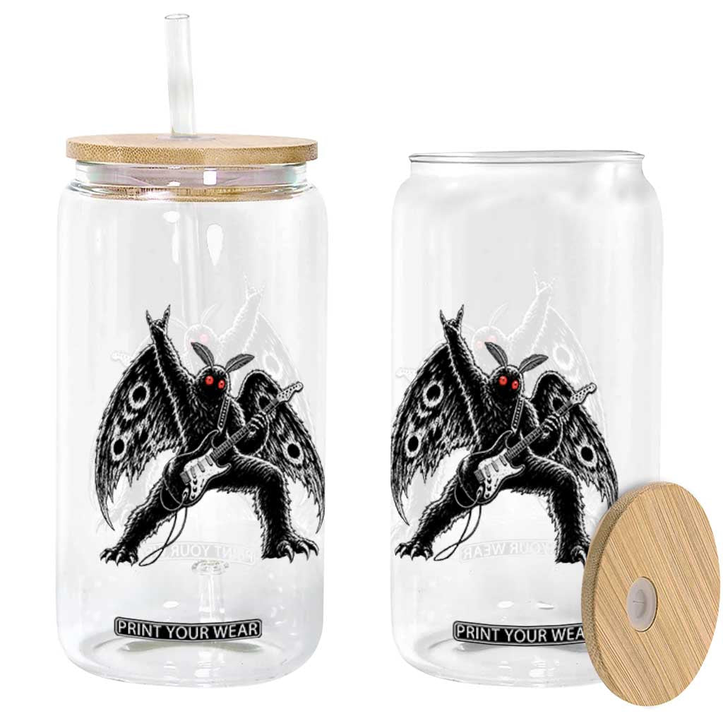 Mothman Rock Guitarist Glass Can Heavy Metal Cryptid Monochromatic