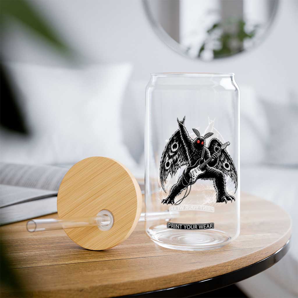 Mothman Rock Guitarist Glass Can Heavy Metal Cryptid Monochromatic