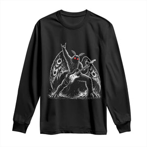 Mothman Rock Guitarist Long Sleeve Shirt Heavy Metal Cryptid Monochromatic
