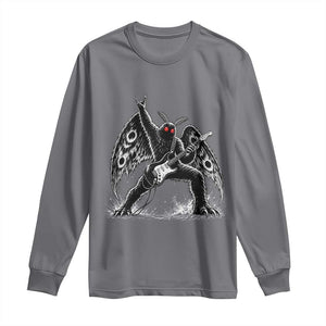 Mothman Rock Guitarist Long Sleeve Shirt Heavy Metal Cryptid Monochromatic