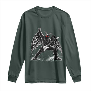 Mothman Rock Guitarist Long Sleeve Shirt Heavy Metal Cryptid Monochromatic