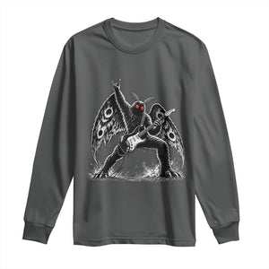 Mothman Rock Guitarist Long Sleeve Shirt Heavy Metal Cryptid Monochromatic