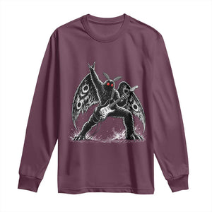 Mothman Rock Guitarist Long Sleeve Shirt Heavy Metal Cryptid Monochromatic