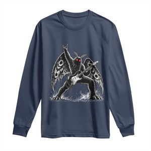 Mothman Rock Guitarist Long Sleeve Shirt Heavy Metal Cryptid Monochromatic