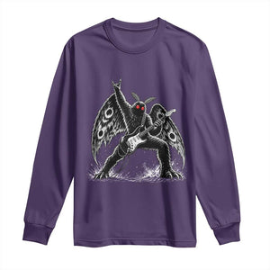 Mothman Rock Guitarist Long Sleeve Shirt Heavy Metal Cryptid Monochromatic