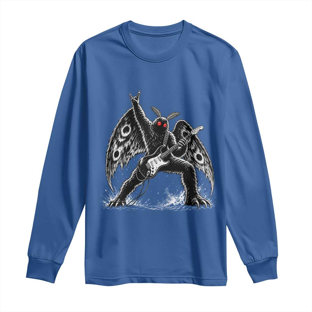 Mothman Rock Guitarist Long Sleeve Shirt Heavy Metal Cryptid Monochromatic