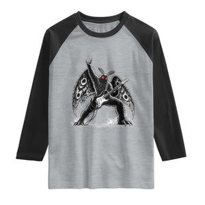 Mothman Rock Guitarist Raglan Shirt Heavy Metal Cryptid Monochromatic