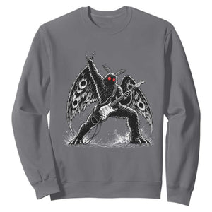 Mothman Rock Guitarist Sweatshirt Heavy Metal Cryptid Monochromatic