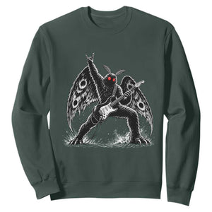 Mothman Rock Guitarist Sweatshirt Heavy Metal Cryptid Monochromatic