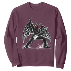 Mothman Rock Guitarist Sweatshirt Heavy Metal Cryptid Monochromatic