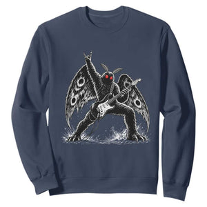 Mothman Rock Guitarist Sweatshirt Heavy Metal Cryptid Monochromatic