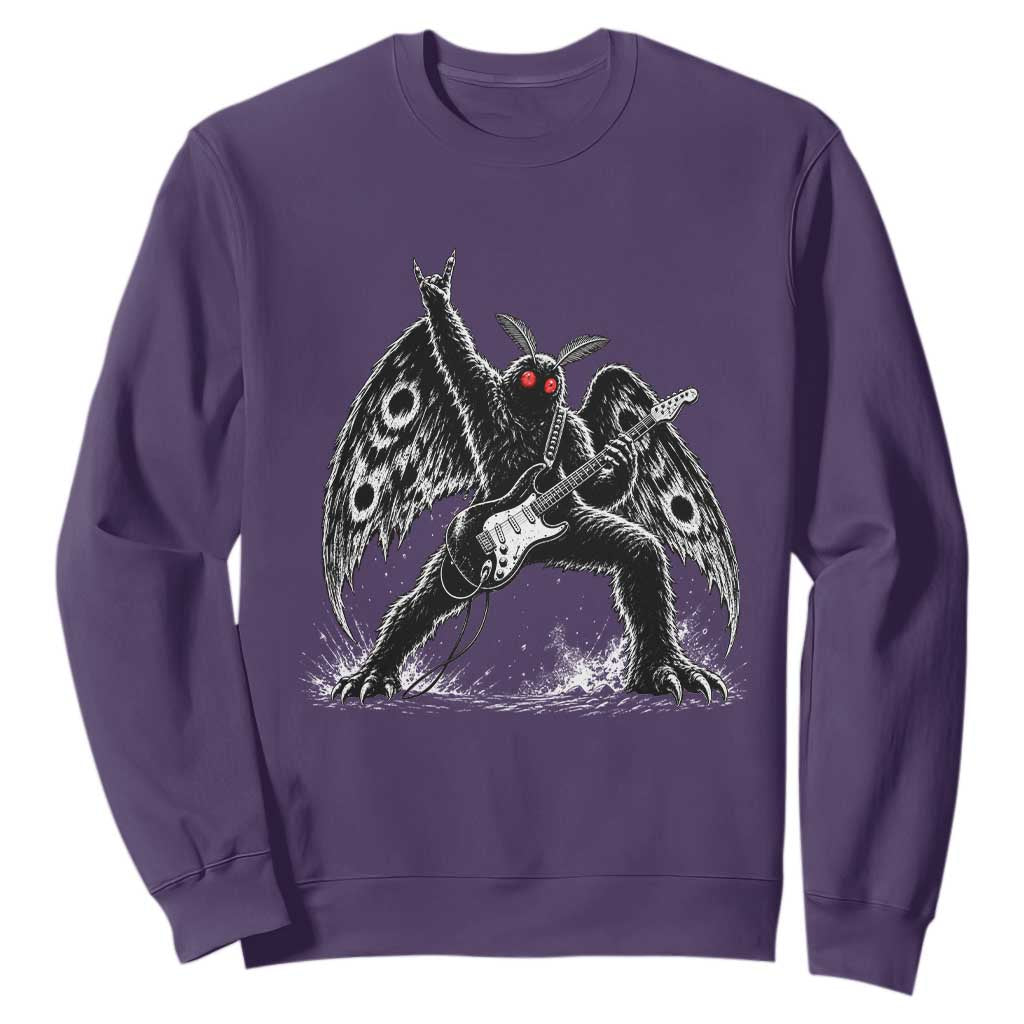 Mothman Rock Guitarist Sweatshirt Heavy Metal Cryptid Monochromatic