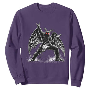 Mothman Rock Guitarist Sweatshirt Heavy Metal Cryptid Monochromatic