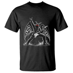 Mothman Rock Guitarist T Shirt Heavy Metal Cryptid Monochromatic