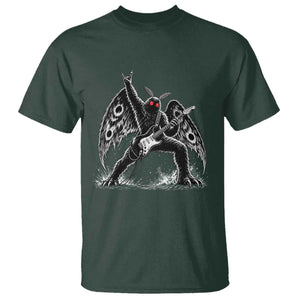 Mothman Rock Guitarist T Shirt Heavy Metal Cryptid Monochromatic