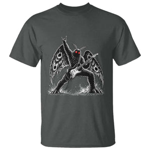 Mothman Rock Guitarist T Shirt Heavy Metal Cryptid Monochromatic